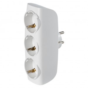 Разветвитель сетевой Тройник , 3 гнезда с заземлением 16А 250B, белый (SBE-16-A04w-3z)