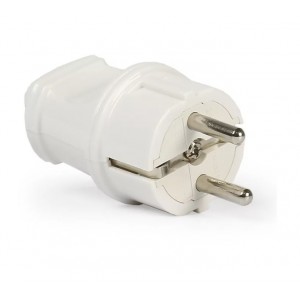 Вилка Smartbuy, прямая с заземлением белая 16А 250В (SBE-16-P01-w)/600