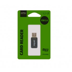 Картридер Perfeo Card Reader Micro SD, цвет: черный, (PF-VI-R022 Black) чёрный