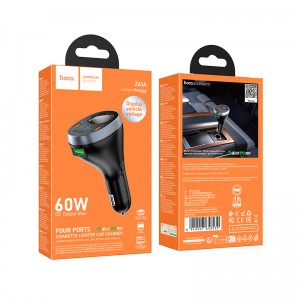 Разветвитель прикуривателя Hoco Z61A, 1USB, 2 Type-C, гнездо прикуривателя, QC3.0+PD30W, цвет: черный