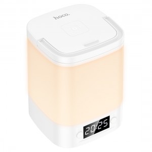 Ночник-часы Hoco HX15, 1.5W, 3 режима, 1200mAh, цвет: белый