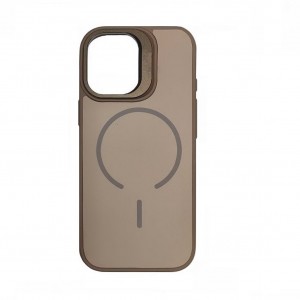 Накладка для iPhone 17 , magnetic wireless, пластик+силиконовые края, подставка-окошко, бежевый