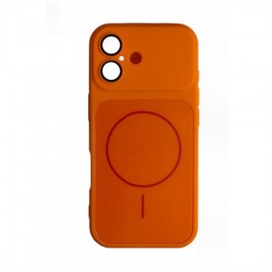 Накладка пластиковая magnetic wireless с силиконовыми краями для iPhone 17 , защита камеры, оранжевый