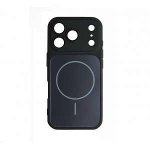 Накладка пластиковая magnetic wireless с силиконовыми краями для iPhone 17 PRO , защита камеры, черный