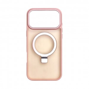 Накладка пластиковая magnetic wireless с силиконовыми краями для iPhone 17 PRO MAX прозрачно-матовая, розовый