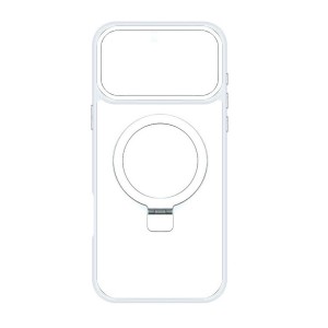 Накладка пластиковая magnetic wireless с силиконовыми краями для iPhone 17 PRO MAX прозрачно-матовая, серебряный