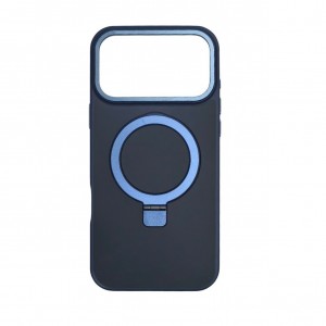 Накладка пластиковая magnetic wireless с силиконовыми краями для iPhone 17 PRO MAX прозрачно-матовая, темно-синий