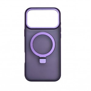 Накладка пластиковая magnetic wireless с силиконовыми краями для iPhone 17 PRO MAX прозрачно-матовая, фиолетовый