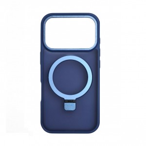 Накладка пластиковая magnetic wireless с силиконовыми краями для iPhone 17 PRO MAX прозрачно-матовая, чернично-серый