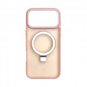 Накладка пластиковая magnetic wireless с силиконовыми краями для iPhone 17 PRO прозрачно-матовая, розовый