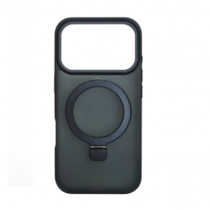 Накладка пластиковая magnetic wireless с силиконовыми краями для iPhone 17 PRO прозрачно-матовая, черный