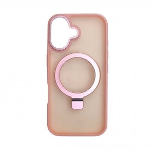 Накладка пластиковая magnetic wireless с силиконовыми краями для iPhone 17 прозрачно-матовая, розовый