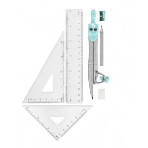 Готовальня BRAUBERG SCHOOL KIT 11 предметов циркуль 115мм, чертежные принадлежности, мятный,