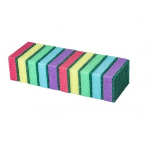 Губки для посуды 8х5,3х2,6см КОМПЛЕКТ 10шт, STANDART, поролон с абразивным слоем, LAIMA К002,