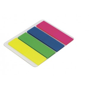 Закладки клейкие неоновые STAFF, 45х12 мм, 100шт (4 цв. х 25 л.), европодвес, 127148