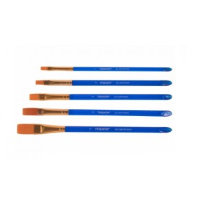 Кисти ПИФАГОР, НАБОР 5шт. (СИНТЕТИКА, плоская № 1, 2, 3, 4, 5), пакет с европодвесом,