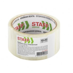 Клейкая лента упаковочная 48мм x 40м, прозрачная, толщина 40 микрон, STAFF,