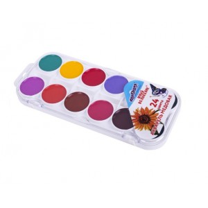 Краски акварельные ЮНЛАНДИЯ "ЮНЫЙ ВОЛШЕБНИК", медовые, 24 цвета, круглые кюветы, пластик,