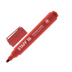 Маркер перманентный STAFF Basic Budget PM-125, КРАСНЫЙ, круглый наконечник 3 мм,