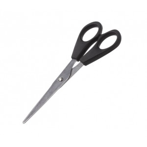 Ножницы STAFF Basic 140мм, чёрные, ПВХ чехол с европодвесом,