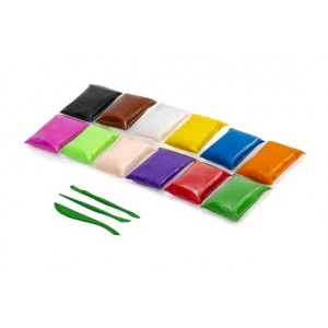 Пластилин супер лёгкий воздушный застывающий 12 цветов 120г, 3 стека,  BRAUBERG KIDS,