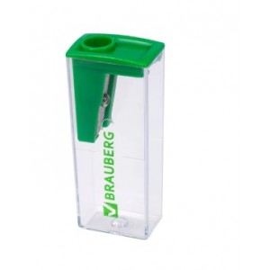 Точилка BRAUBERG "Assistant", с контейнером, пластиковая, корпус ассорти,