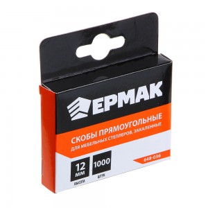 Скоба закаленная 12мм (11,3х0,7мм) для мебельного степлера 1000шт., ЕРМАК