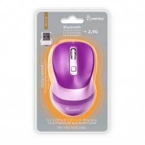 Мышь беспроводная Smartbuy Dual BT+USB с зарядкой Smartbuy X57 фиолетовая (SBM757DP)