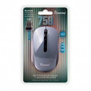 Мышь беспроводная Smartbuy Dual BT+USB с зарядкой Smartbuy X58 серый космик (SBM758DC)