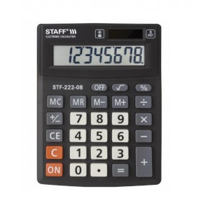 Калькулятор настольный STAFF PLUS STF-222, КОМПАКТНЫЙ (138x103мм), 8 разрядов, двойн.питание,