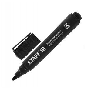 Маркер перманентный STAFF Basic Budget PM-125, ЧЕРНЫЙ, круглый наконечник 3 мм,