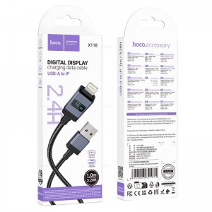 Кабель USB - 8 pin HOCO X118 Generous, 1.0м, 2.4A, цвет: чёрный