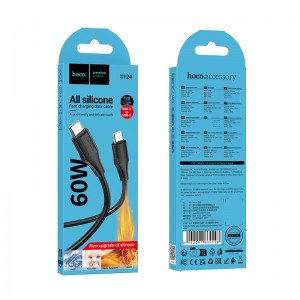 Кабель Type-C - Type-C HOCO X124 Bien, 1.0м, 3A, 60Вт, цвет: черный