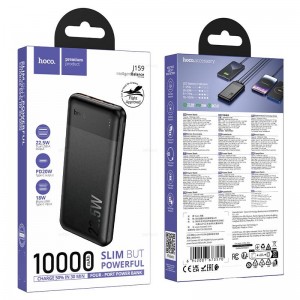 Аккумулятор внешний HOCO J159, Essence, 10000mAh, PD/QC/FCP/AFC/SCP/FCC, цвет: черный