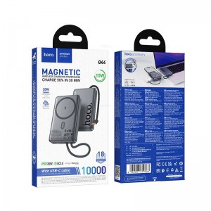 Аккумулятор внешний HOCO Q44, 10000mAh, PD/QC/FCP/AFC, цвет: серый металлик
