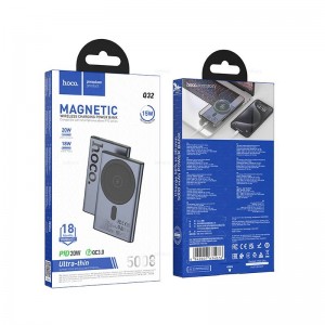 Аккумулятор внешний HOCO Q32, Bird, 5000mAh, PD20W, QC3.0, QI, цвет: серый