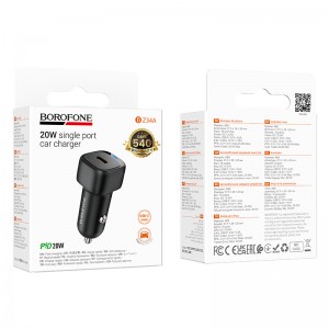 Блок питания автомобильный 1 Type-C Borofone BZ34A, 20Вт, PD, QC, AFC, FCP, цвет: черный
