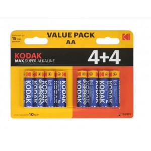 Батарейка AA KODAK LR6/4+4BL MAX Super Alkaline, 1.5В