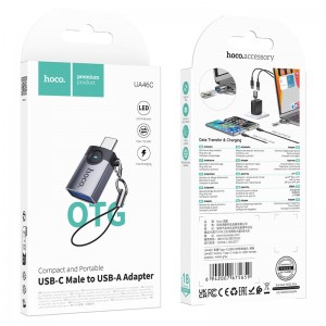 Переходник USB(f) - Type-C(m) Hoco UA46C, цвет: серый