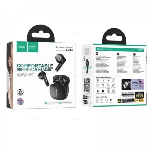 Наушники внутриканальные HOCO EQ33, пластик, микрофон, bluetooth 5.4, индикатор, цвет: черный