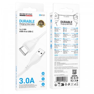 Кабель USB - Type-C Borofone BX121 Energy , 1.0м, 3,0А, цвет: белый