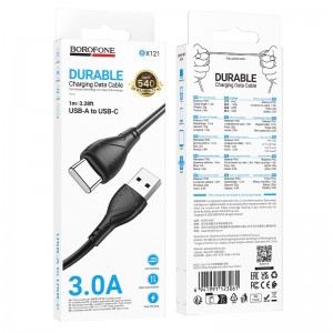 Кабель USB - Type-C Borofone BX121 Energy , 1.0м, 3,0А, цвет: черный