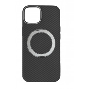 Накладка карбон magnetic wireless-подставка для iPhone 14 (6.1), темно-серый
