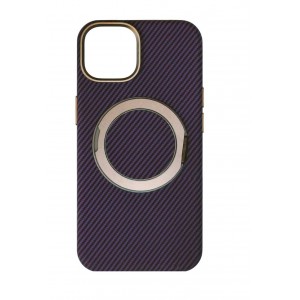 Накладка карбон magnetic wireless-подставка для iPhone 14 (6.1), фиолетовый