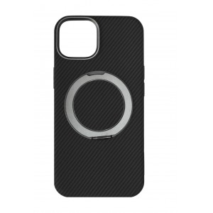 Накладка карбон magnetic wireless-подставка для iPhone 14 (6.1), черный