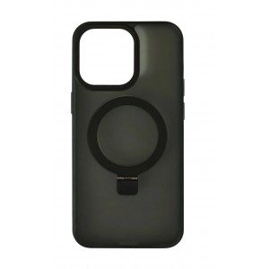 Накладка пластиковая magnetic wireless с силиконовыми краями для iPhone 15 Pro Max прозрачно-матовая, черный