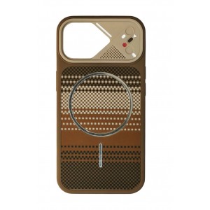 Накладка пластиковая с силиконовыми краями magnetic wireless для iPhone 15 "Карбон", титановый