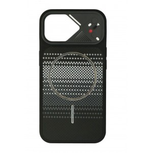 Накладка пластиковая с силиконовыми краями magnetic wireless для iPhone 15 "Карбон", черный