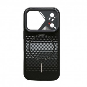 Накладка пластиковая с силиконовыми краями magnetic wireless для iPhone 17 "Карбон", черный