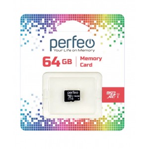 Карта памяти MicroSD 64GB Perfeo High-Capacity, Class, 10 UHS-1 без адаптера